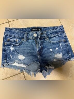 Aeropostale Vintage Low Rise Shorty Denim - Blue